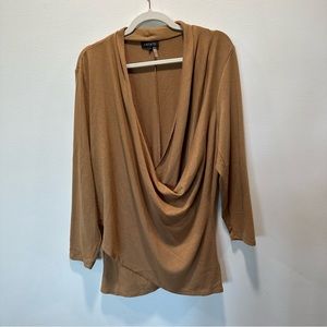 1.State Cross Front Knit Wild Oak Deep Shaw Neck Top Women’s size 2X